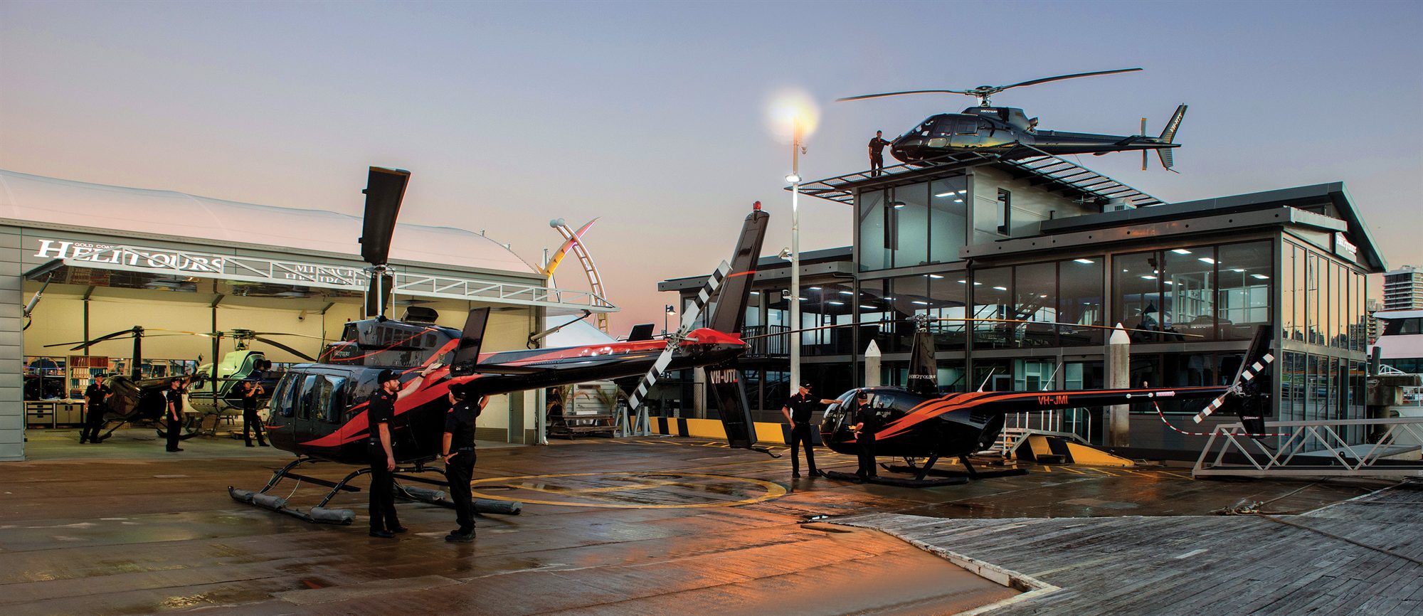 The Marina Mirage heliport at dusk